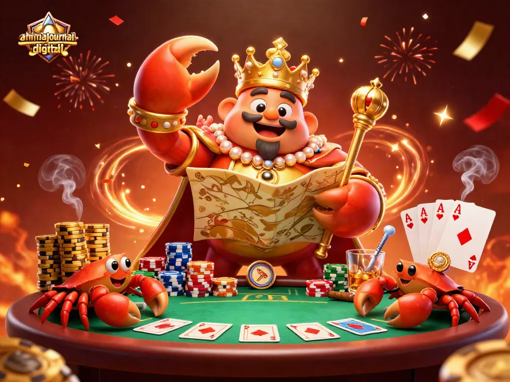 Experience exciting gameplay at ahimajournal-digital with a vibrant casino scene featuring a golden crab emperor.